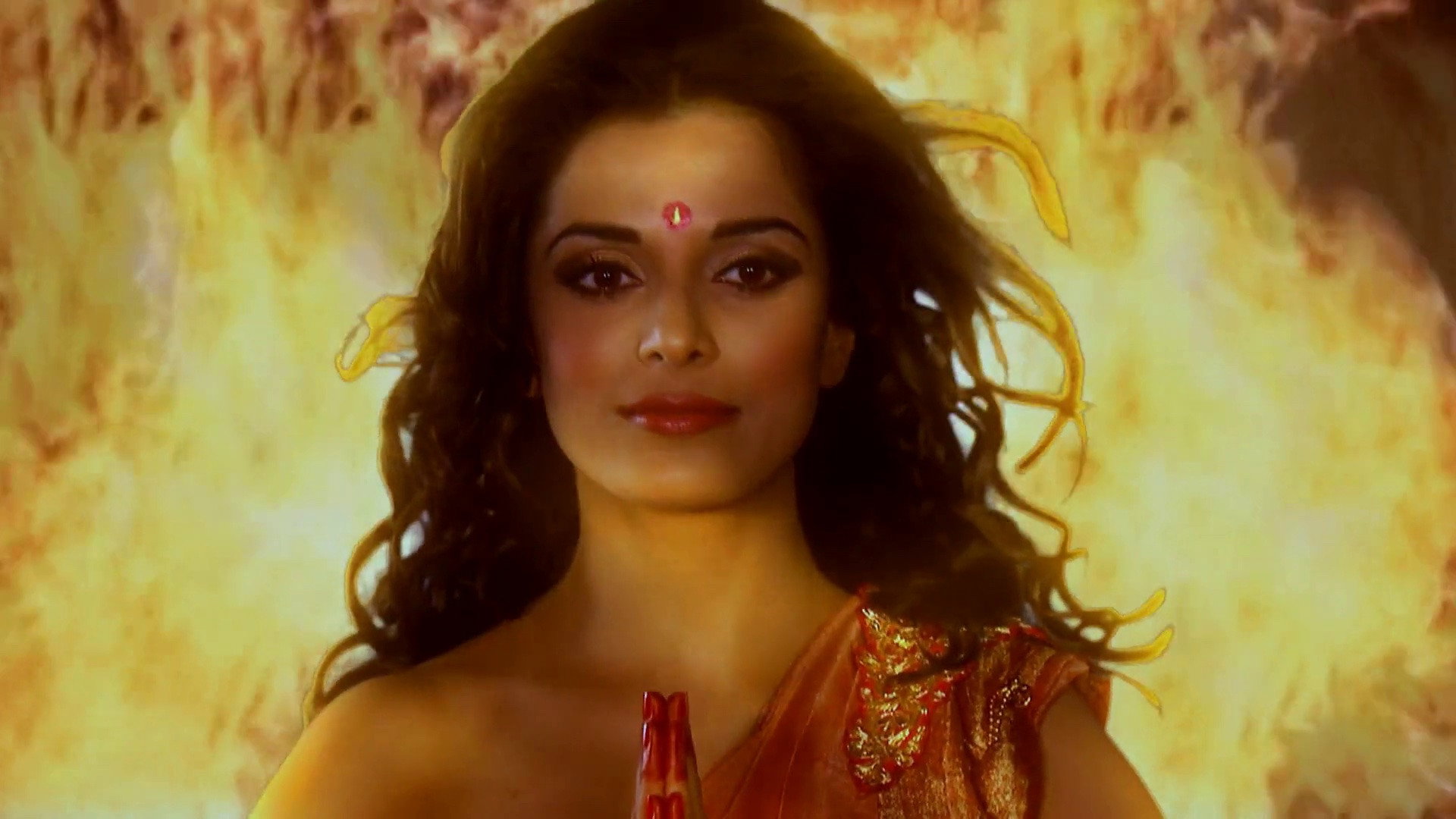Draupadi emerges from the fire